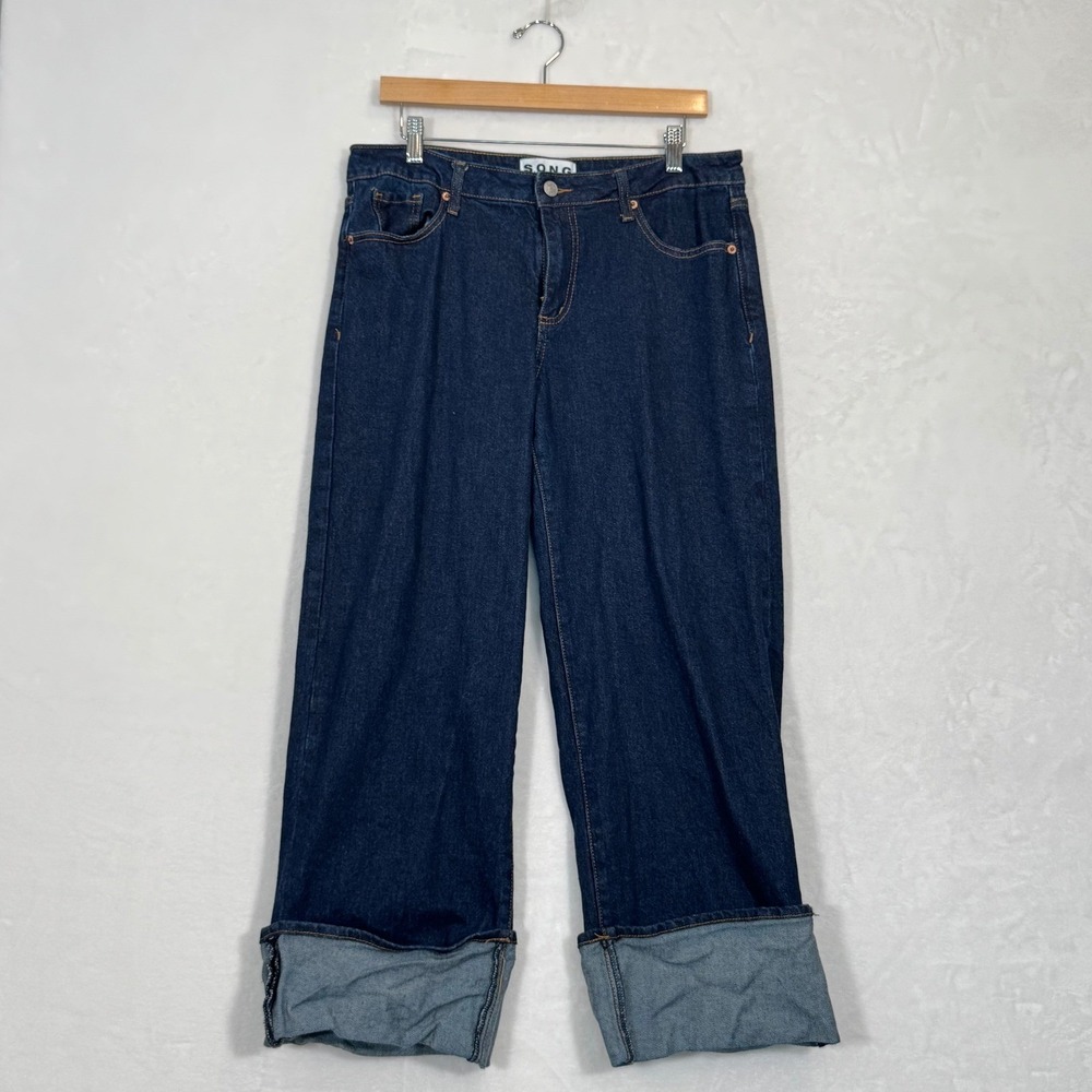 S.O.N.G. Dark Wash Wide Leg Cuffed Jeans Size 11/30